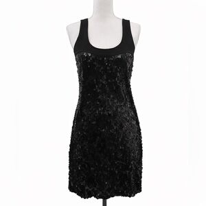 ✨ Express Sexy Little Black Sequin Dress 🖤 Mesh Top Cocktail Mini | Small S 🔥